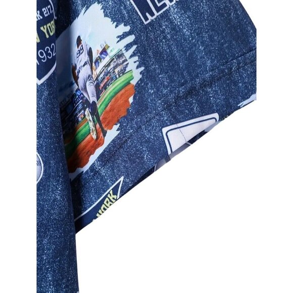 New New York Baseball Button Up Shirt Sea Blue Men's - Picture 5 of 5
